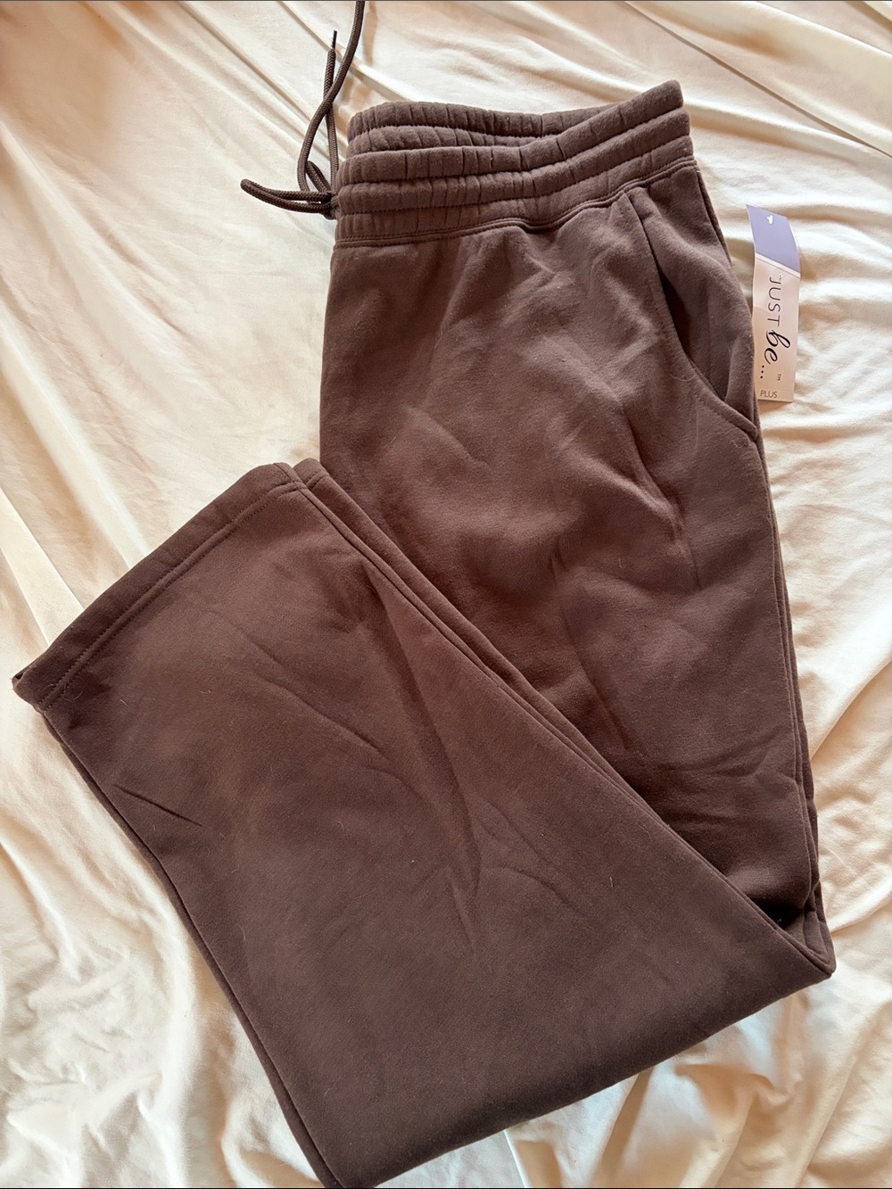 just be Dark Brown Drawstring Joggers plus size 2X